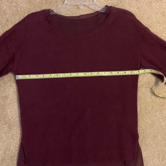 Ann Taylor Eggplant color Layered Sweater with Chiffon Liner - Picture 8 of 9